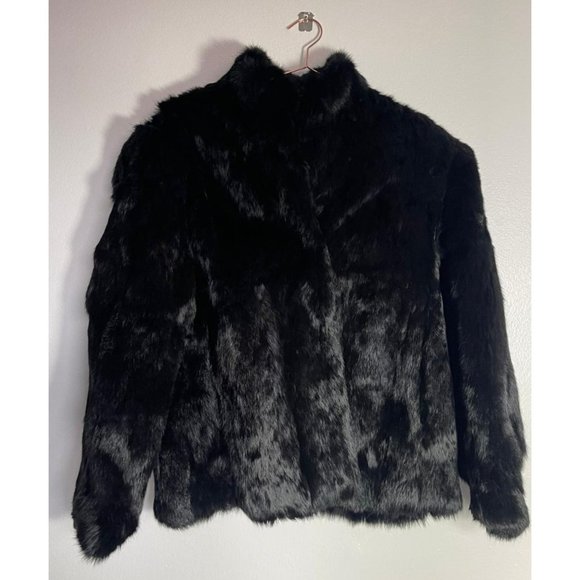 Chill Chasers Jackets & Blazers - Chill Chasers Womens Long Sleeve Rabbit Faux Fur Soft Coat Black Jacket Sz M
